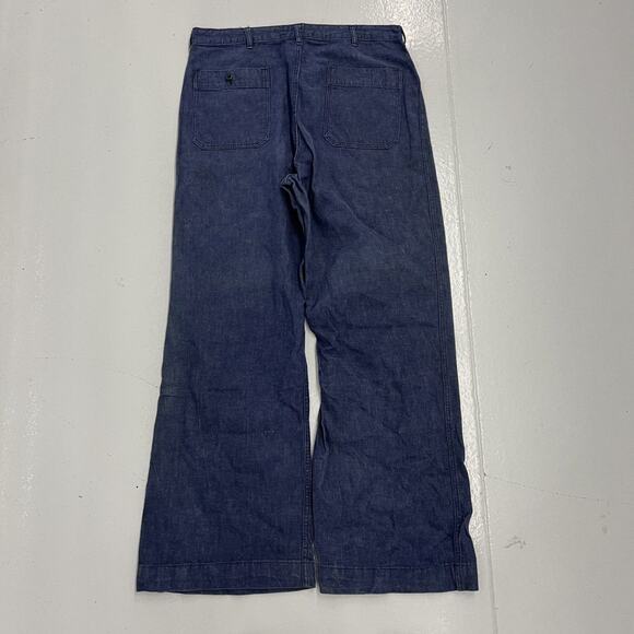 Vintage 50s US Navy Denim Seafarer Flared Jeans 32x30 - Picture 3 of 4